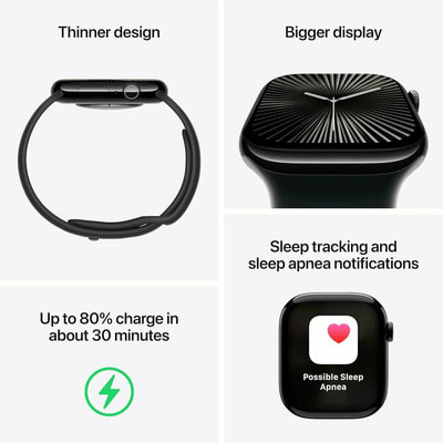 Apple Watch S10 42 mm Jet Black Aluminum Case Sport Band (,  3)