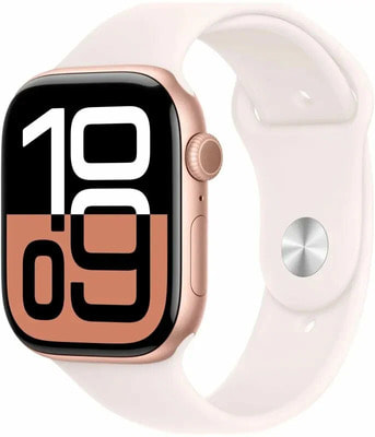   Apple Watch Series 10, 42mm, Rose Gold Aluminum Case, Sport Band ()