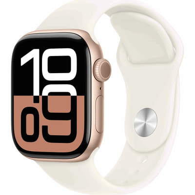  Apple Watch Series 10 46mm Aluminum Case Rose Gold with Light Blush Sport Band ()